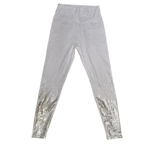 BUFFBUNNY Womens Leggings Size Medium Light Grey Ombre High-Waisted Glitter - Picture 1 of 7